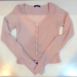 brandy melville long sleeve pink button up